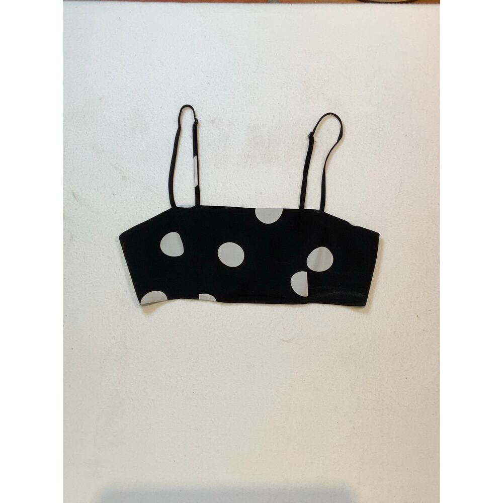 Free People Polka Dot Crop Cami Top Black White Size 2